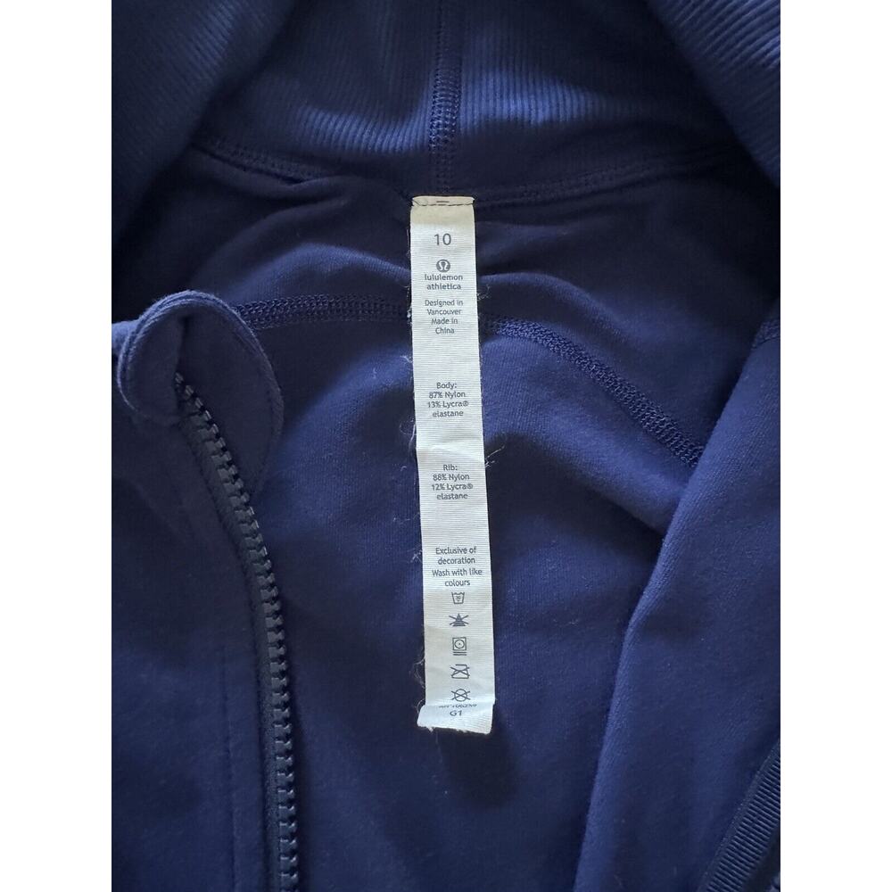 Lululemon Athletica Blue Zip-Front Jacket 10 Hood Long-Sleeve Thumbholes Stretch - Picture 8 of 9